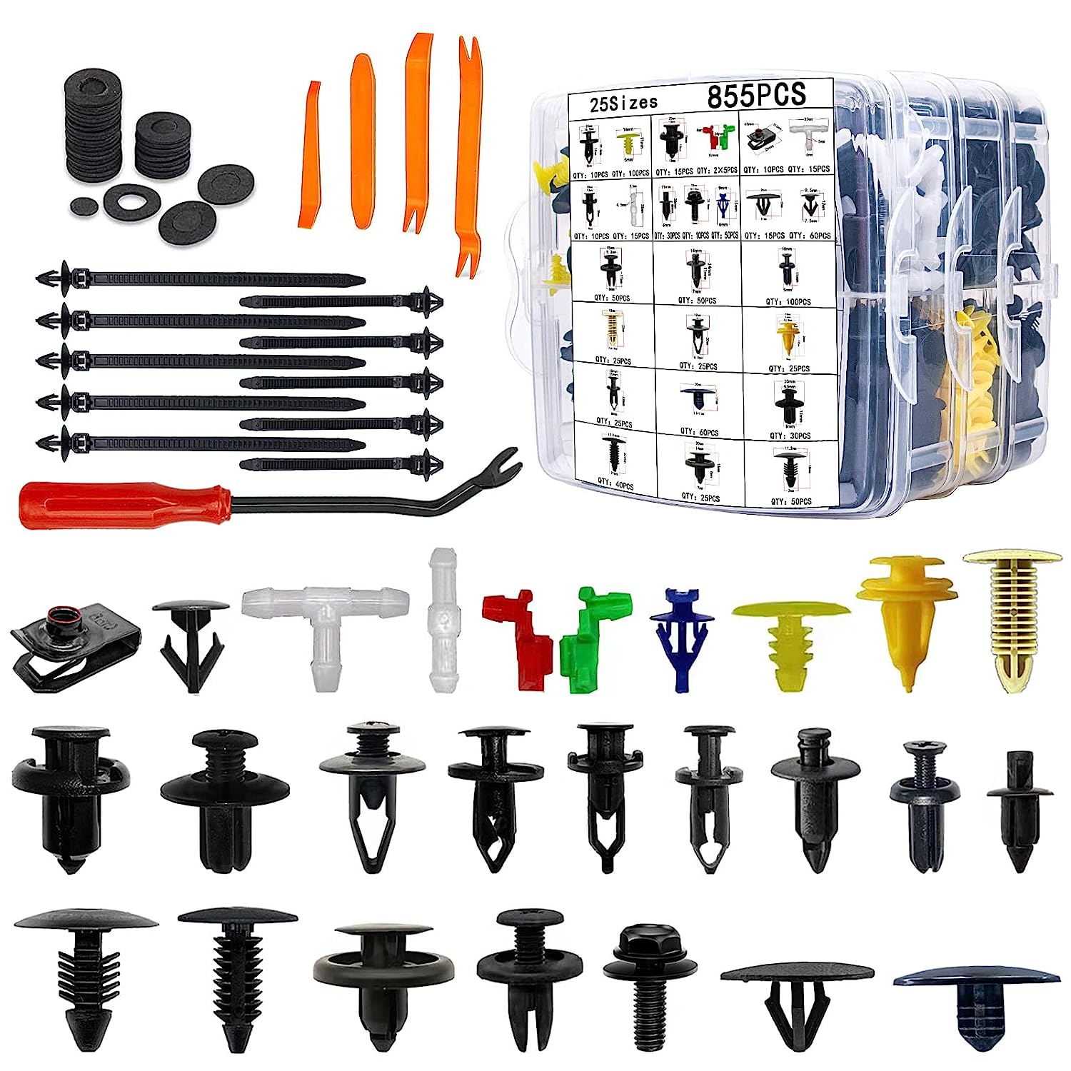 230816044101402_1 HIEOJAT 910Pcs Car Retainer Bumper Clips and Fastener Remover Kit 25 Sizes Auto Push Pin Rivets Door Trim Panel Clips for GM Ford Toyota Honda Acura Chrysler… - Image 1